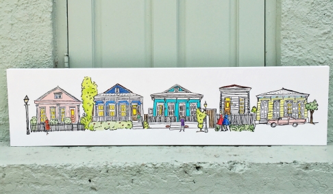 Row of NOLA Charm by Maggie Covert LeBlanc | Acrylic on Canvas framed with salvaged antique pine lath
Row of NOLA Charm